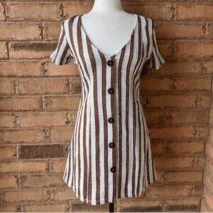 Zara textured striped short sleeve dress